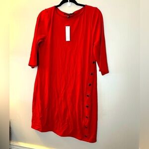 3Q Button Side Chemise Large Petite Red Dress White House Black Market
